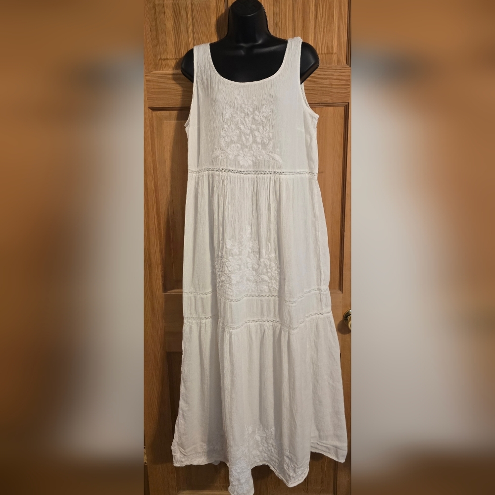 J. Jill White Sleeveless Tiered Maxi Sundress